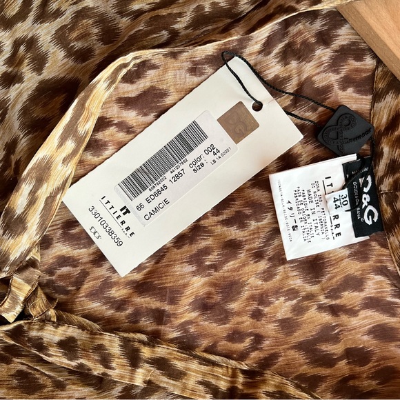 NWT Dolce and Gabbana D&G 100% silk leopard 44/30 - Picture 11 of 14